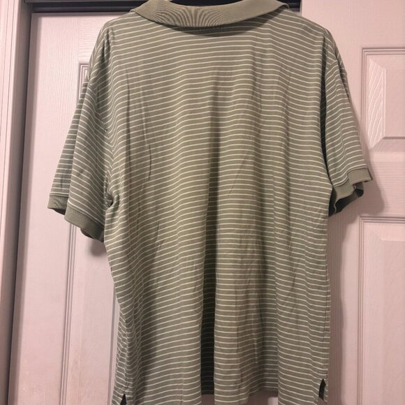 LL Bean Polo Shirt - Men's XL-REG Short Sleeve Sage Green & White Stripe - Picture 2 of 5